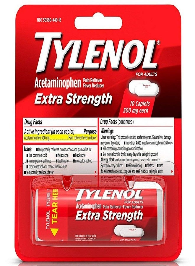 Tylenol Extra Strength Caplets 10 ea (Pack of 6)